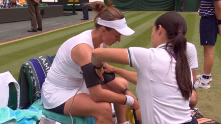 Wimbledon champion has blood pressure taken during medical delay in worrying scenes before crashing out in tears