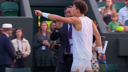 Wimbledon clash suspended with fuming star about to serve for the MATCH as he is held back from umpire
