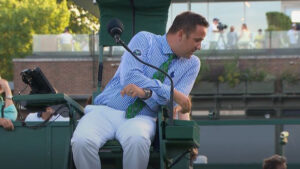 ‘I’ve never seen that’ – BBC commentator shocked as umpire is forced to step in to warn star in Brit’s Wimbledon match