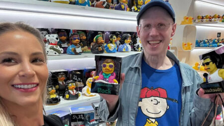 Matt Lucas strikes up unlikely friendship with Arsenal Wag as pair enjoy day out at chocolate museum