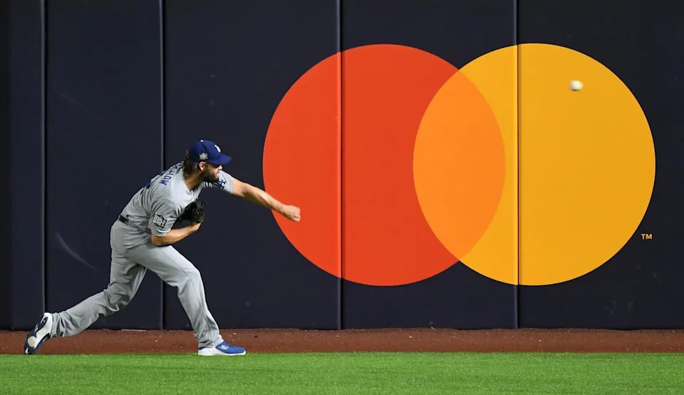 Dodgers starting pitcher Clayton Kershaw warms up before Game 5 of the World Series.