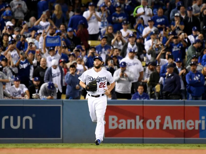 Clayton Kershaw comes into the game for a relief appearance against the Astros in Game 7.