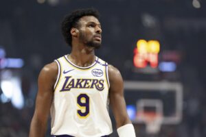 Bronny James plays coy about father LeBron’s future with Lakers