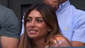 Dan Evans’ wife Aleah watches on nervously as Brit is dumped out of Wimbledon by Novak Djokovic