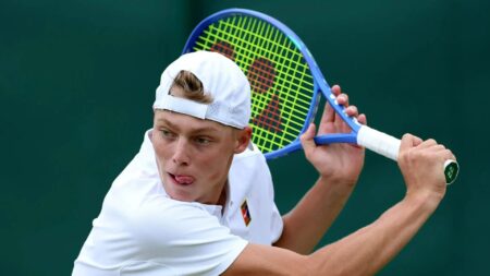 Wimbledon champion’s son, 16, follows in his dad’s footsteps by winning first ever match at SW19