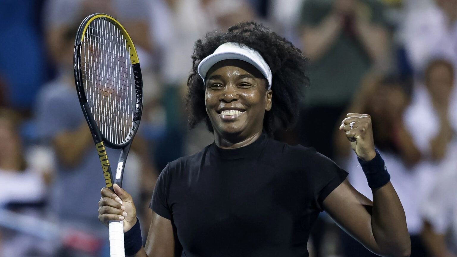 Venus Williams, 45, confirms engagement to actor partner, 37, as she rolls back years to win first match in TWO YEARS