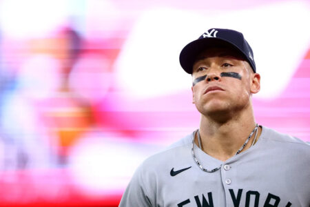 Friendly fire: Yankees SS Anthony Volpe accidentally nails Aaron Judge in the head with post-inning toss