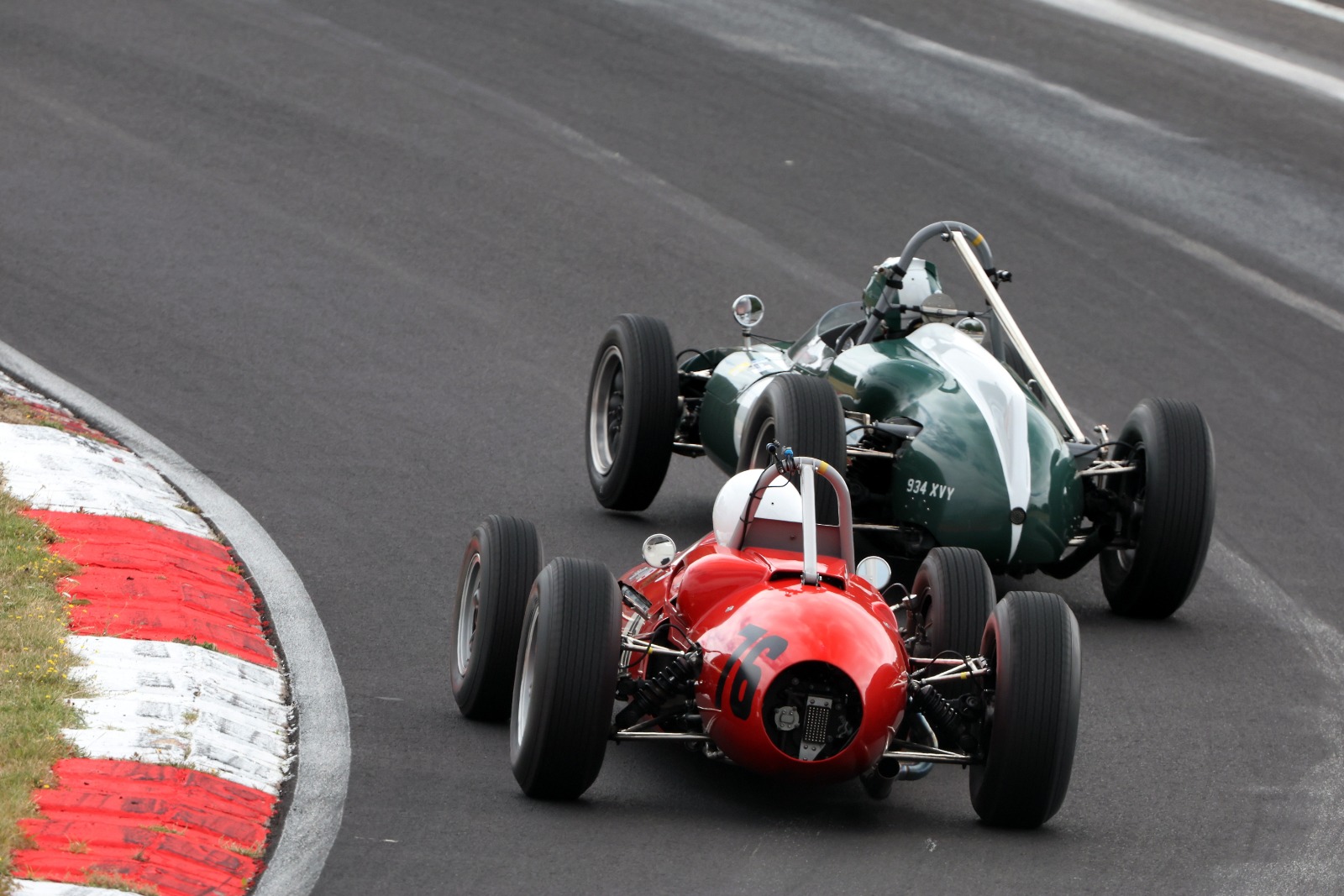 Friedrichs' Cooper T53 held off Child's Brabham BT4/3 in HGPCA races
