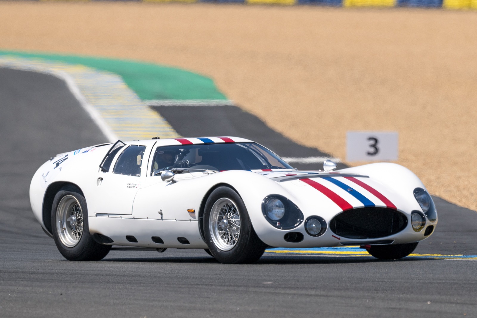 Both the recreation and the real Maserati endured tough times at Le Mans
