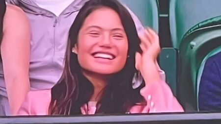 Beaming Emma Raducanu watches Carlos Alcaraz on Centre Court amid romance rumours with Wimbledon men’s champion