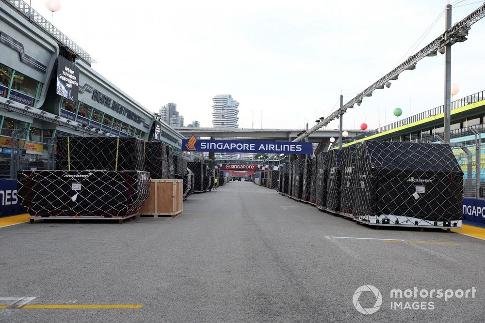 Team freight in the pit lane