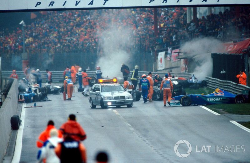 The aftermath of one of the worst ever F1 crashes