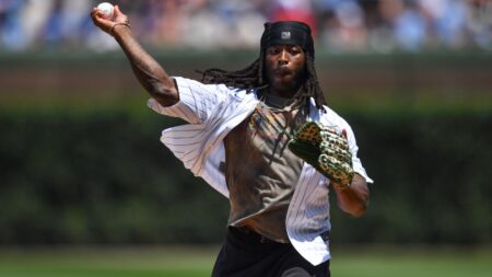 Alvin Kamara took a first-pitch mulligan in Chicago on Saturday