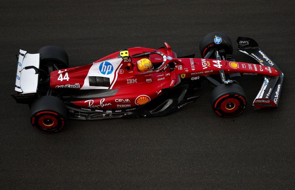 Ferrari in red and Hamilton in a yellow helmet is a return to familiar colour branding for team and driver
