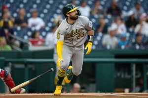 Athletics C Shea Langeliers posts historic 3-HR game in first career appearance as leadoff hitter