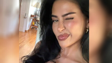Jude Bellingham’s girlfriend gives fans cheeky wink as Real Madrid Wag puts on busty display in mirror selfie