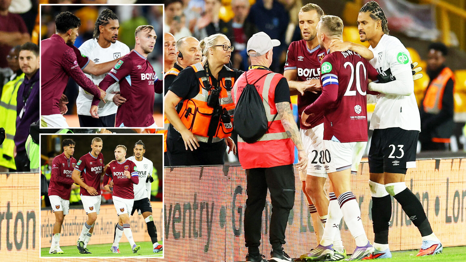 Jarrod Bowen pulled away from confronting West Ham fan moments after Hammers dumped out of Carabao Cup