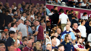 West Ham fans stream out of London Stadium after less than an hour as Chelsea run riot