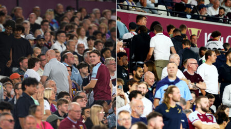 West Ham fans stream out of London Stadium after less than an hour as Chelsea run riot
