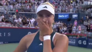 ‘Still in shock’ – Tennis star, 22, breaks down in tears in post-match interview after revealing heartbreaking news