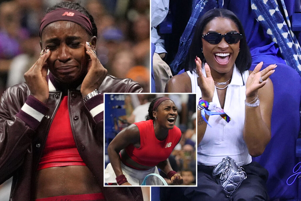 Coco Gauff breaks down in tears after another US Open battle and thanks ‘inspiration’ Simone Biles in on-court interview