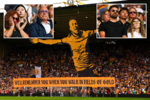Diogo Jota’s heartbroken wife and parents attend Wolves vs Man City match as touching tribute paid to tragic footballer