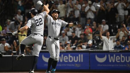 Giancarlo Stanton hits two of Yankees' nine home runs in 13-3 rout of Rays