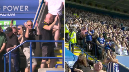Moment Leicester fans applaud protesting Sheffield Wednesday supporters amid crisis club’s financial woes