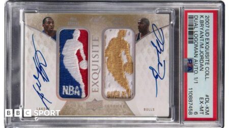 Basketball card signed by NBA legends Jordan and Kobe Bryant fetches record £9.56m (.9m) at auction