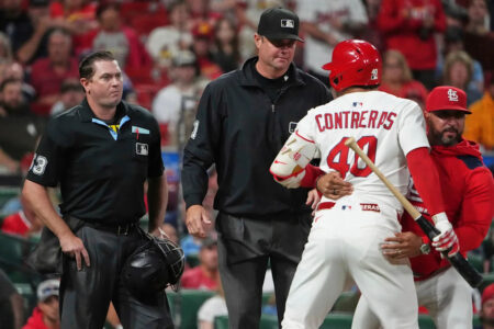 Willson Contreras hits Cardinals coach in face with bat toss during meltdown after correctly called strike 3