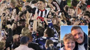 Grimsby mad father & son ditch family at airport before week’s holiday to watch beloved team make history over Man Utd