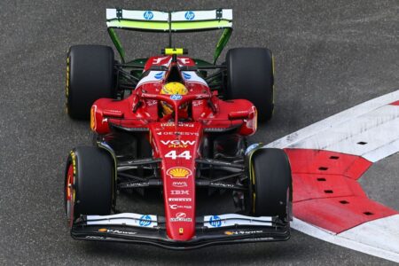 Hamilton heads Ferrari 1-2 in FP2, Norris hits the wall