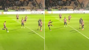 Ben White smacks ball off Port Vale groundsman after he disrupts Arsenal’s warm-up with cheeky antics