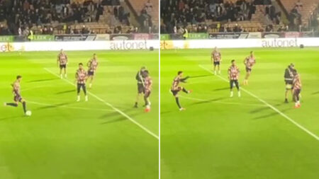 Ben White smacks ball off Port Vale groundsman after he disrupts Arsenal’s warm-up with cheeky antics