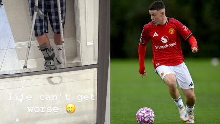 Heartbroken Kai Rooney, 15, on crutches after injury following Man Utd breakthrough as he says ‘life can’t get worse’
