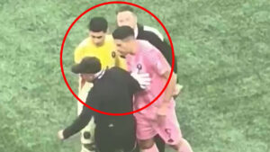 Disgusting moment Luis Suarez appears to SPIT at rivals’ senior staff member in huge brawl as Inter Miami are thrashed