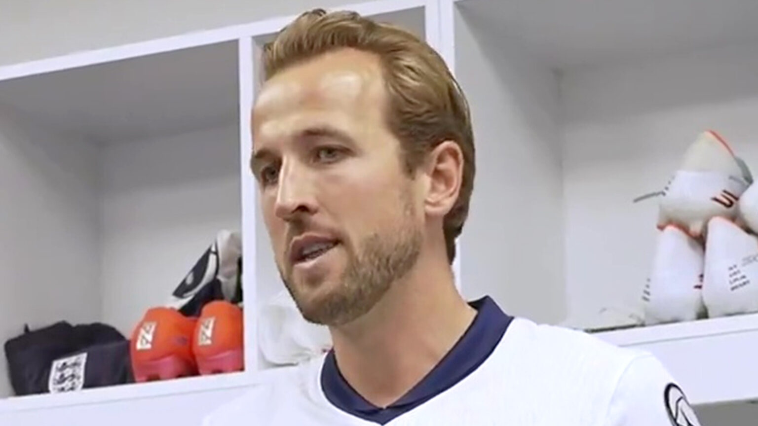 ‘I’m a little bit emotional’ – Harry Kane’s voice breaks as he hands out England cap in emotional dressing room scenes