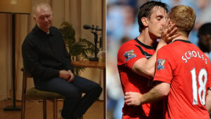 ‘Weird’ – Paul Sholes and Nicky Butt brutally troll Gary Neville as they open up on iconic kiss in 2010 Manchester derby