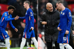 Furious Cole Palmer throws gloves into dugout as he’s subbed off just 18 minutes into Chelsea’s chaotic Man Utd clash