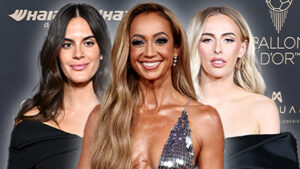 Kate Scott stuns in low cut dress as she joins stars including Chloe Kelly and Maria Guardiola on Ballon d’Or red carpet