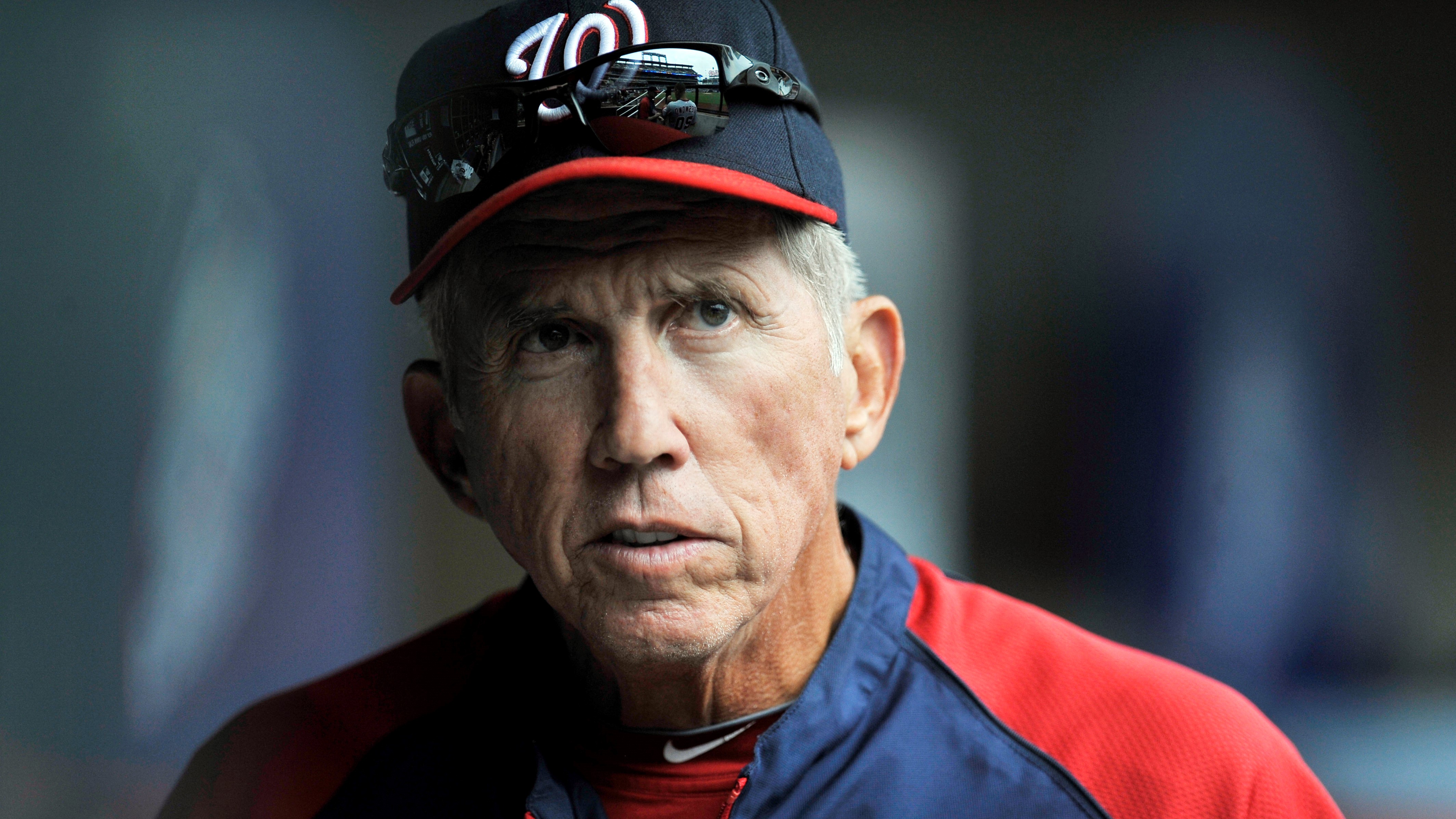 Sep 12, 2013; New York, NY, USA; Washington Nationals manager Davey Johnson looks on before the game against the New York Mets at Citi Field.