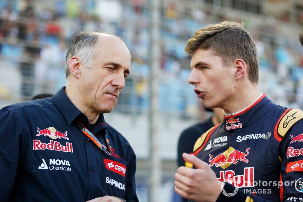 Franz Tost, Team Principal, Toro Rosso, and Max Verstappen, Toro Rosso