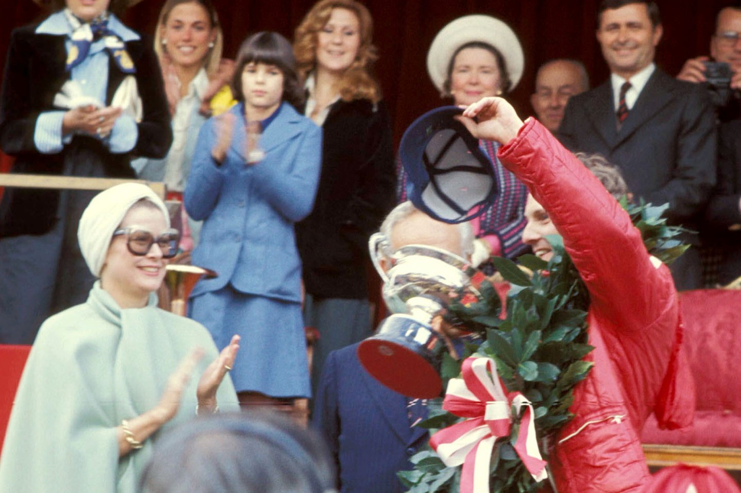 HSH Princess Grace and Niki Lauda, 1st position, on the podium