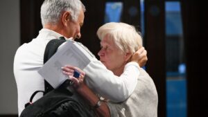 Touching moment Jose Mourinho hugs long-serving Chelsea staff member Thresa Conneely on Stamford Bridge return