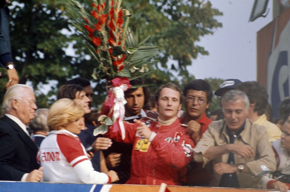Podium: third place Niki Lauda, Ferrari