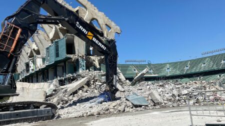 Major European stadium undergoing huge redevelopment with whole stand demolished as part of £170million refurb