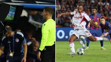 ‘What a scandal’ – Fans disgusted after Olympiacos score before VAR intervention rules it out and offers penalty instead