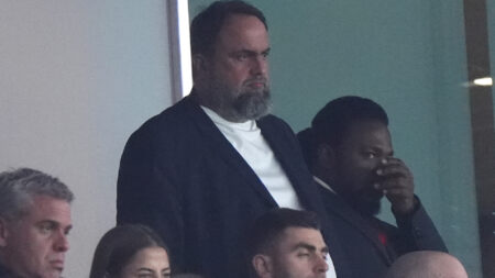 Evangelos Marinakis sits next to legendary manager at Arsenal with Postecoglou yet to win a match at Nottingham Forest