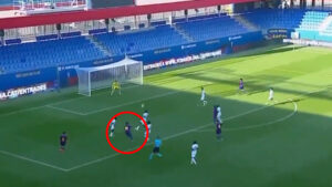 Son of football legend and brother of Premier League star scores screamer for Barcelona U19s