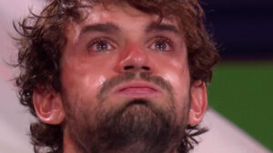 ‘Can we get some help?’ – Tennis star falls off stage as cousin seals historic Masters win with both in tears at speech